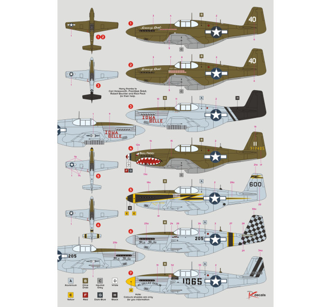 Декаль P-51B/C Mustang ч.I 1/48 DKdecals DK48068