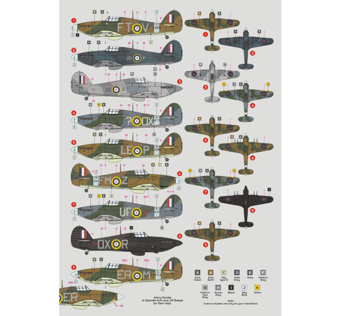 Декаль Hurricane Mk.II Чехословацькі пілоти 1/48 DKdecals DK48070