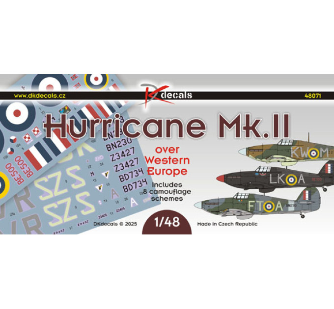 Декаль Hurricane Mk.II ETO 1/48 DKdecals DK48071