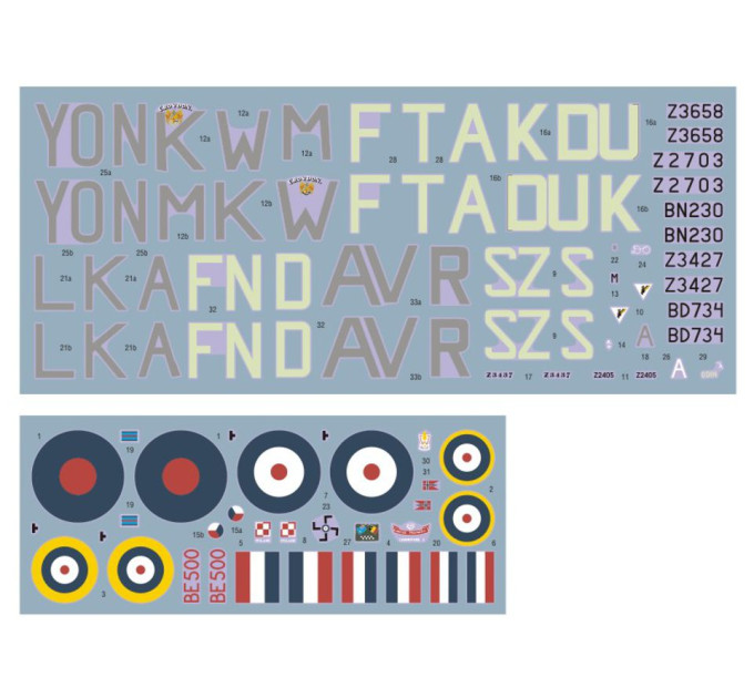 Декаль Hurricane Mk.II ETO 1/48 DKdecals DK48071