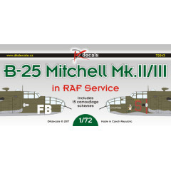 Декаль Mitchell Mk.II/III RAF 1/72 DKdecals DK72043
