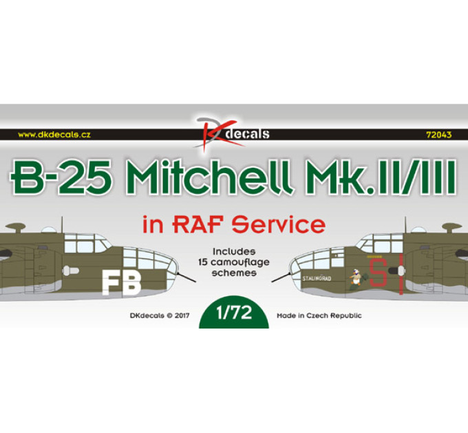 Декаль Mitchell Mk.II/III RAF 1/72 DKdecals DK72043
