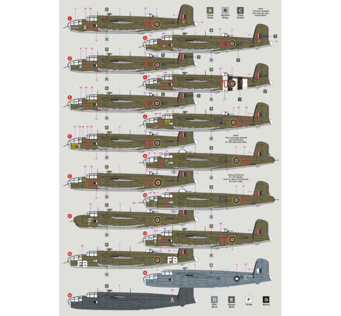 Декаль Mitchell Mk.II/III RAF 1/72 DKdecals DK72043