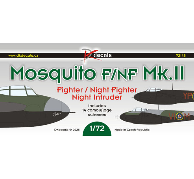 Декаль Mosquito F/NF Mk.II 1/72 DKdecals DK72145