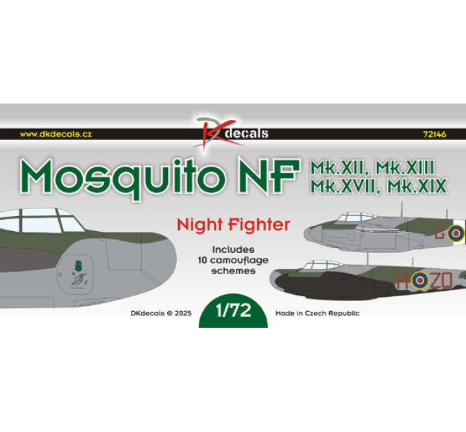 Декаль Mosquito NF Mk.XII-XIX 1/72 DKdecals DK72146