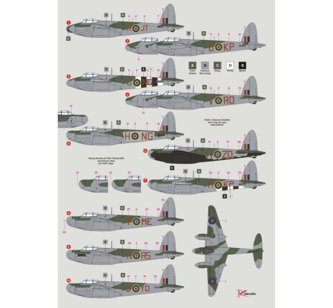 Декаль Mosquito NF Mk.XII-XIX 1/72 DKdecals DK72146
