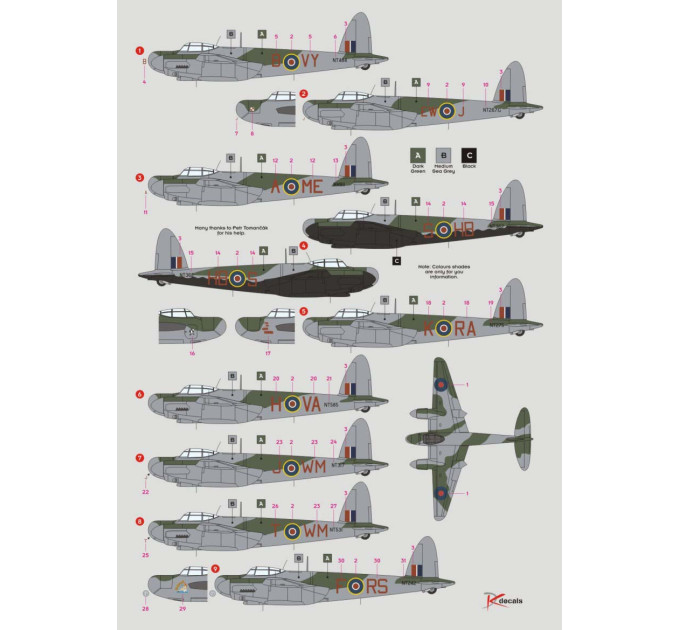 Декаль Mosquito NF Mk.30 1/72 DKdecals DK72147