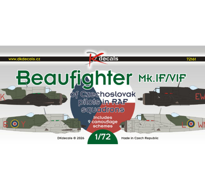 Декаль Beaufighter Mk.IF/VIF чехословацьких пілотів 1/72 DKdecals DK72161