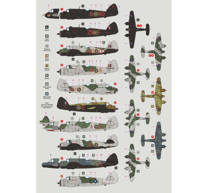 Декаль Beaufighter Mk.IF/VIF 1/72 DKdecals DK72162 частина II