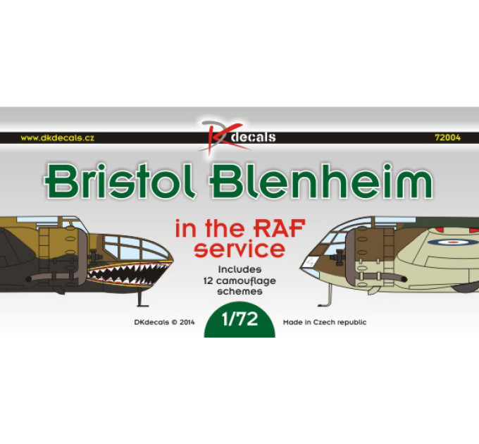 Декаль Blenheim RAF 1/72 DKdecals DK72004
