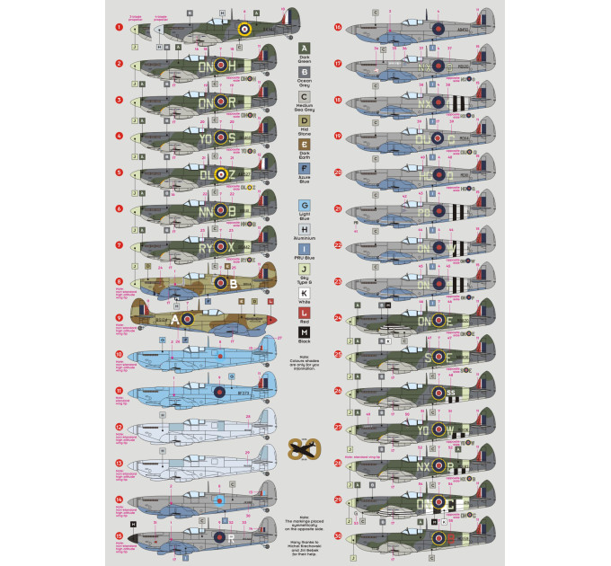 Декаль Spitfire MkVI/VII/IX 1/72 DKdecals DK72046