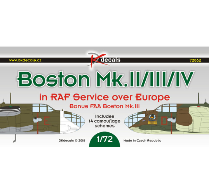 Декаль Бостон RAF над Європою 1/72 DKdecals DK72062
