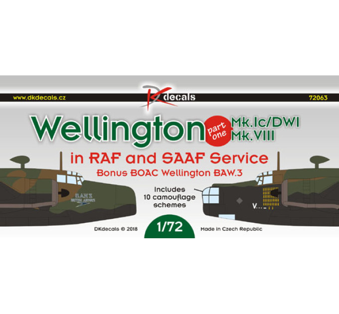 Декаль Wellington RAF ч.I 1/72 DKdecals DK72063