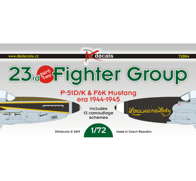 Декаль P-51D/K/F-6K Mustang 23rd FG 1/72 DKdecals DK72084