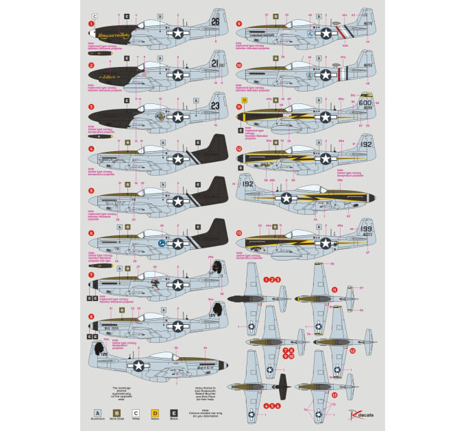 Декаль P-51D/K/F-6K Mustang 23rd FG 1/72 DKdecals DK72084