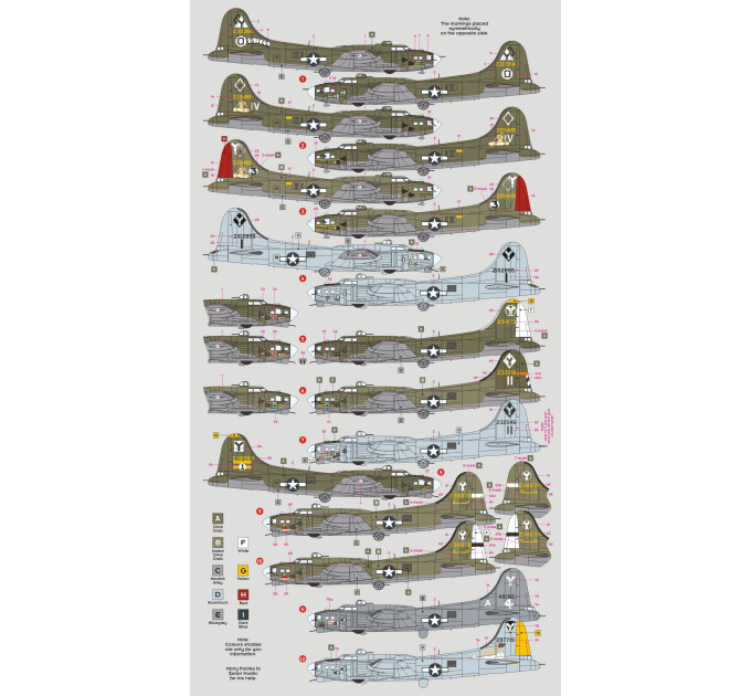 Декаль B-17F/B-17G Літаюча фортеця 15-й повітряної армії 1/72 DKdecals DK72089