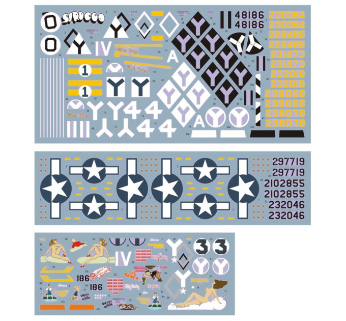 Декаль B-17F/B-17G Літаюча фортеця 15-й повітряної армії 1/72 DKdecals DK72089