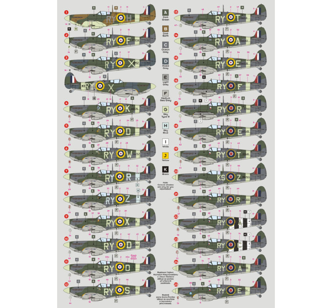 Декаль № 313 (Чехословацька) ескадрилья Spitfire 1/72 DKdecals DK72091