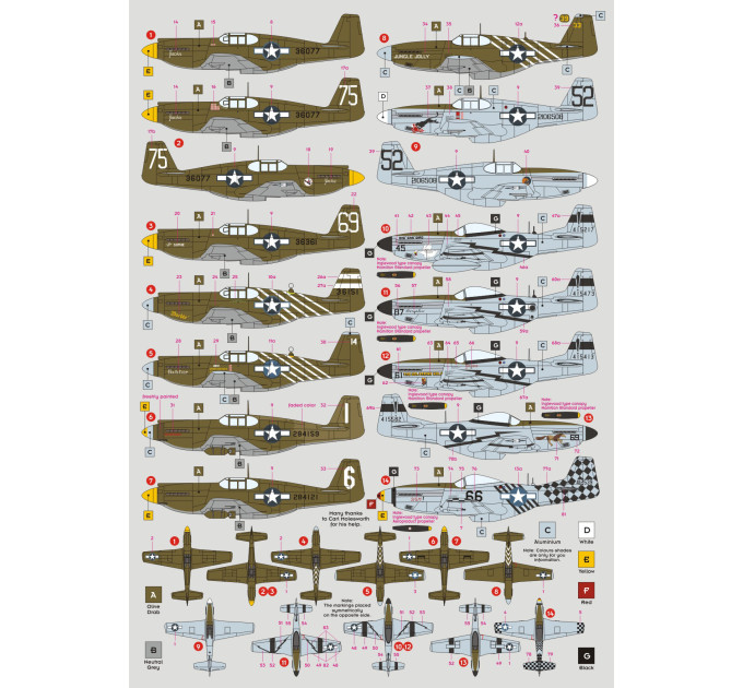 Декаль Мустанги 10-й авіагрупи 1/72 DKdecals DK72093