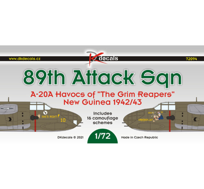 Декаль 89-й AG. А-20А «Похмурих женців» 1/72 DKdecals DK72094