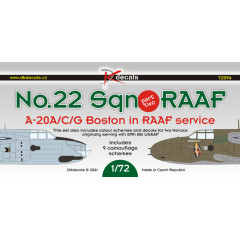 Декаль No22 еск. RAAF - A-20A/C/G Бостон 1/72 DKdecals DK72096
