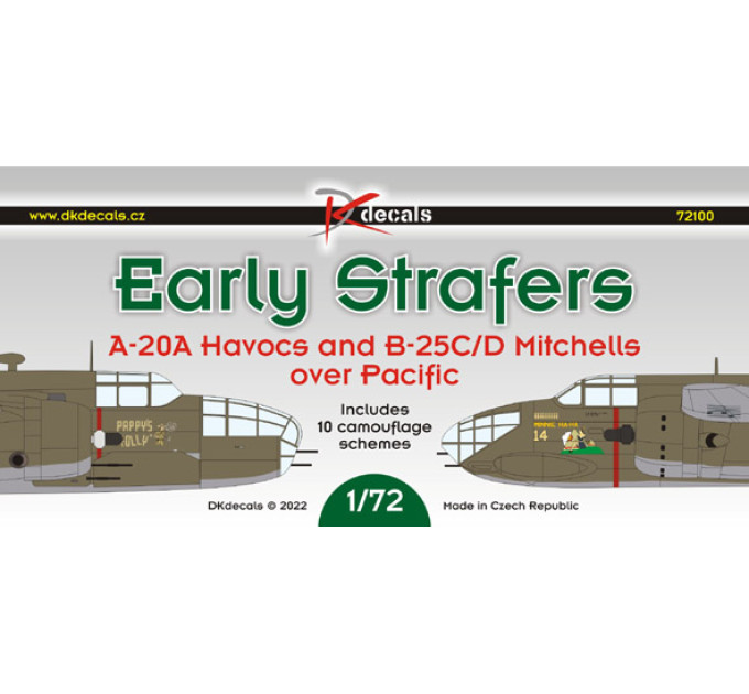 Декаль Ранні Штурмовики A-20A та B-25C/D 1/72 DKdecals DK72100