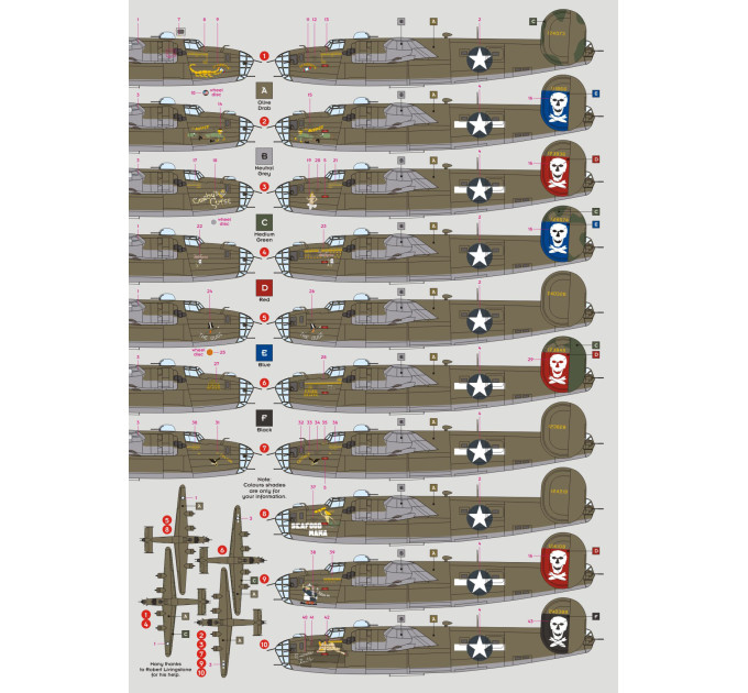 Декаль B-24D 90-го БГ "Веселый Роджерс" 1/72 DKdecals DK72106