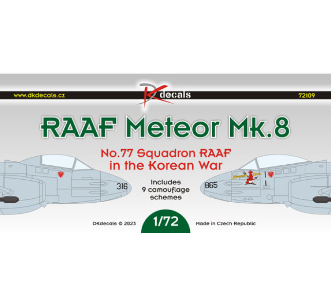 Декаль RAAF Meteor Mk.8 1/72 DKdecals DK72109