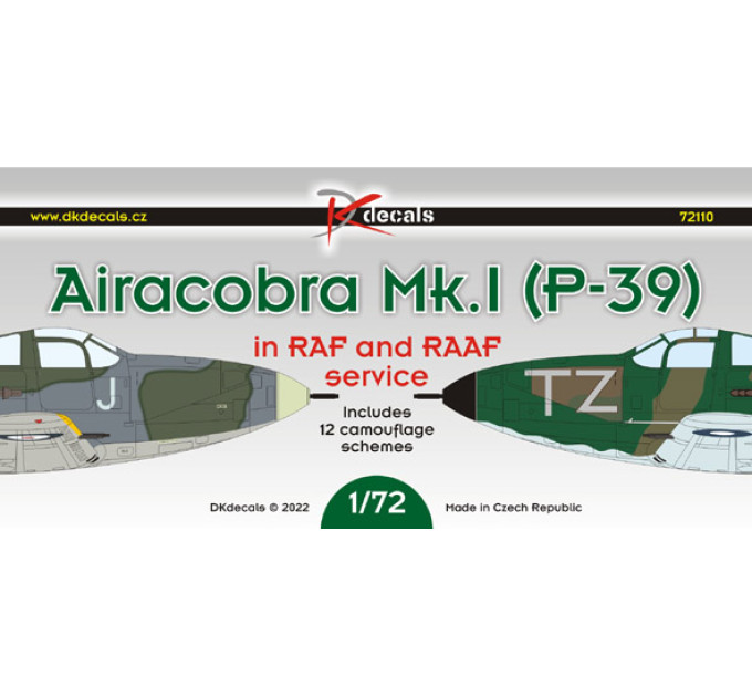 Декаль Airacobra Mk.I (P-39) на службі RAF та RAAF 1/72 DKdecals DK72110