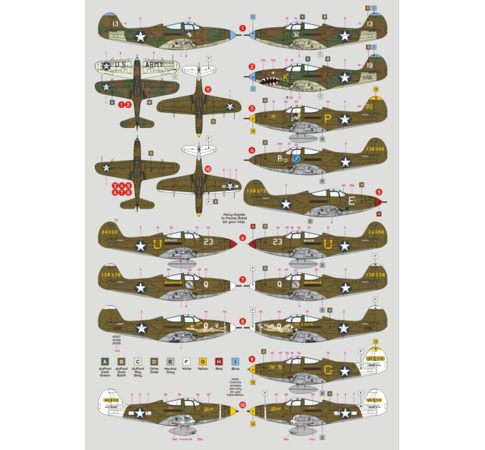 Декаль P-39/P-400 над Новою Гвінеєю, ч.1 1/72 DKdecals DK72112