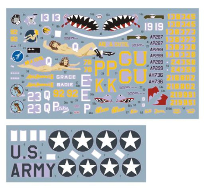 Декаль P-39/P-400 над Новою Гвінеєю, ч.1 1/72 DKdecals DK72112