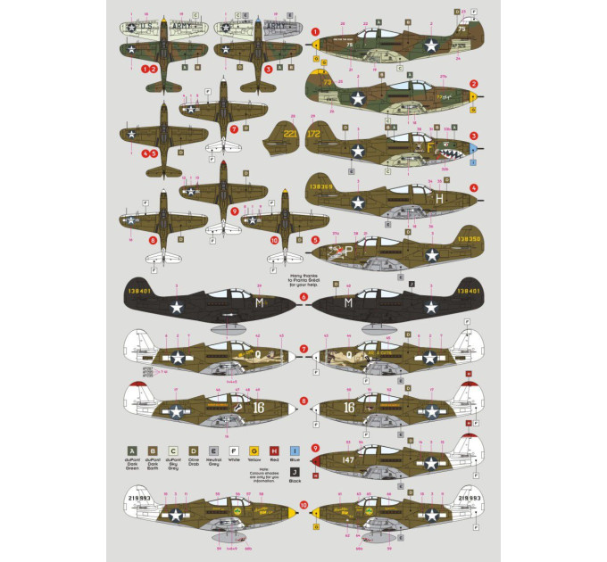 Декаль P-39/P-400 над Новою Гвінеєю, ч.2 1/72 DKdecals DK72113