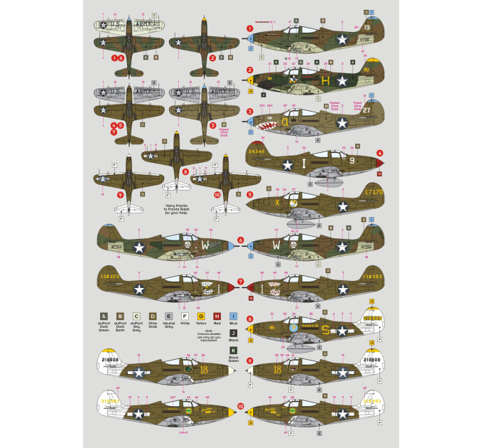 Декаль P-39/P-400 над Новою Гвінеєю, ч.3 1/72 DKdecals DK72114