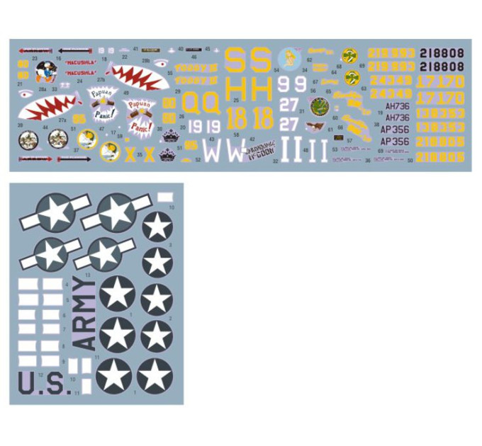 Декаль P-39/P-400 над Новою Гвінеєю, ч.3 1/72 DKdecals DK72114