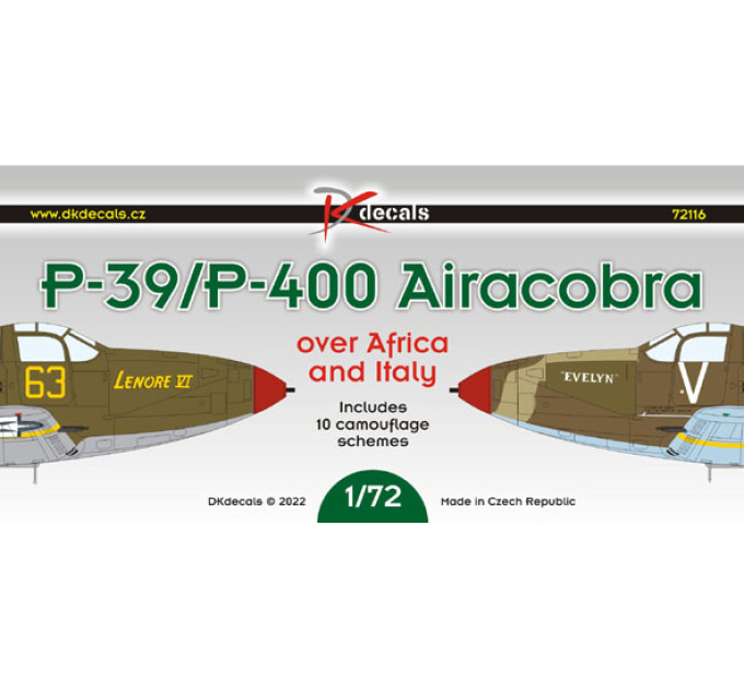 Декаль P-39/P-400 над Африкою та Італією 1/72 DKdecals DK72116