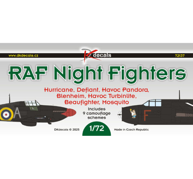 Декаль Нічні винищувачі RAF 1/72 DKdecals DK72137