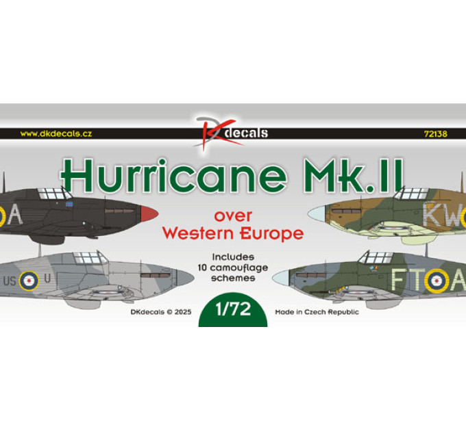 Декаль Hurricane Mk.II над Західною Європою 1/72 DKdecals DK72138