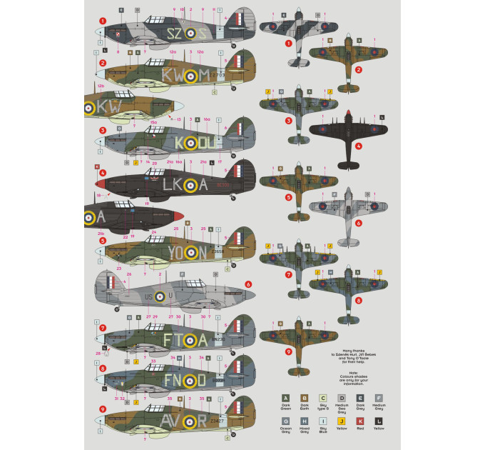 Декаль Hurricane Mk.II над Західною Європою 1/72 DKdecals DK72138