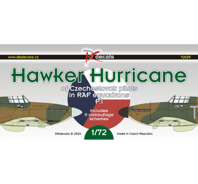 Декаль Hurricane чехословацьких пілотів ч.I 1/72 DKdecals DK72139