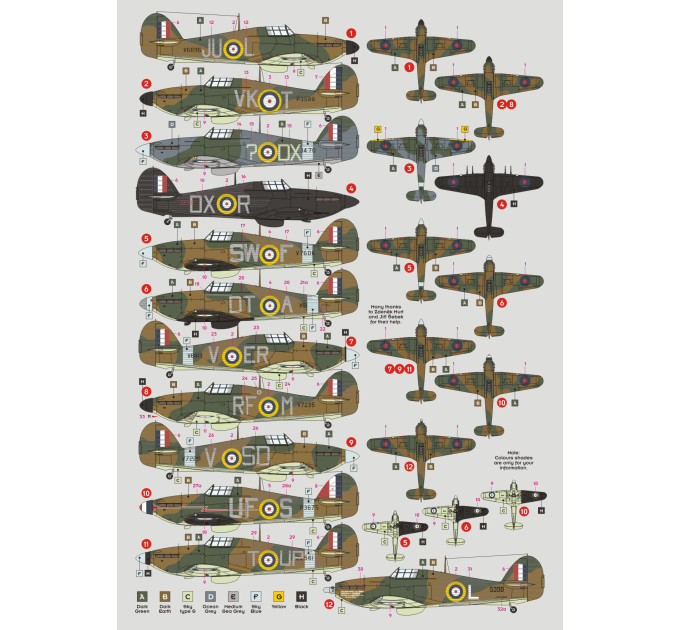 Декаль Hurricane чехословацьких пілотів ч.II 1/72 DKdecals DK72140