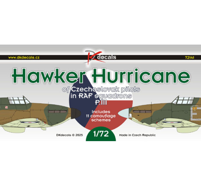 Декаль Hurricane чехословацьких пілотів ч.III 1/72 DKdecals DK72141