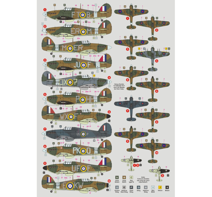 Декаль Hurricane чехословацьких пілотів ч.III 1/72 DKdecals DK72141