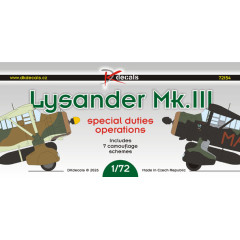 Декаль Lysander Mk.III 1/72 DKdecals DK72154