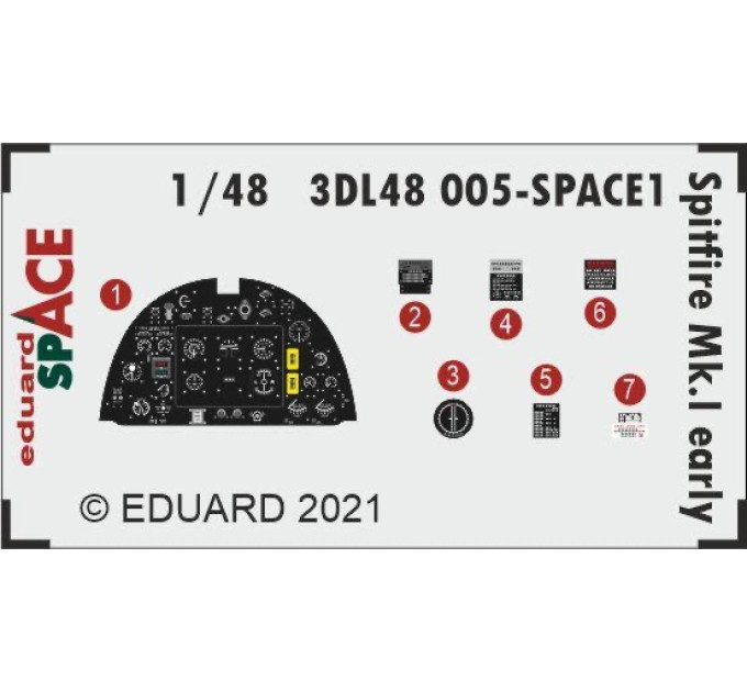 3D декаль Spitfire Mk. I ранній 1/48 SPACE Eduard 3DL48005