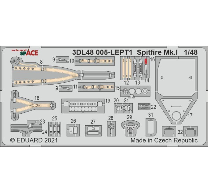 3D декаль Spitfire Mk. I ранній 1/48 SPACE Eduard 3DL48005