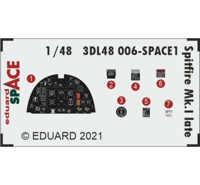3D декаль Spitfire Mk. I пізній 1/48 SPACE Eduard 3DL48006