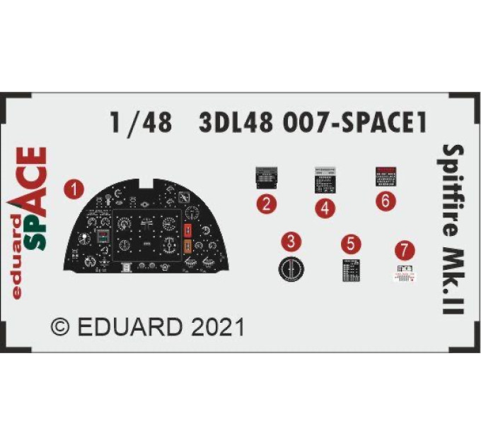 3D декаль Spitfire Mk. II 1/48 SPACE Eduard 3DL48007
