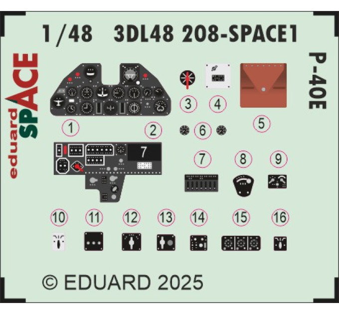 3D декаль P-40E 1/48 SPACE Eduard 3DL48208