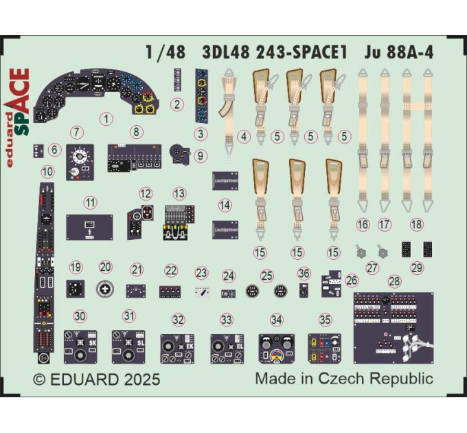 Декаль Ju 88A-4 SPACE 1/48 Eduard 3DL48243