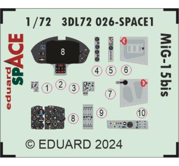 3D декаль МіГ-15БІС 1/72 SPACE Eduard 3DL72026
